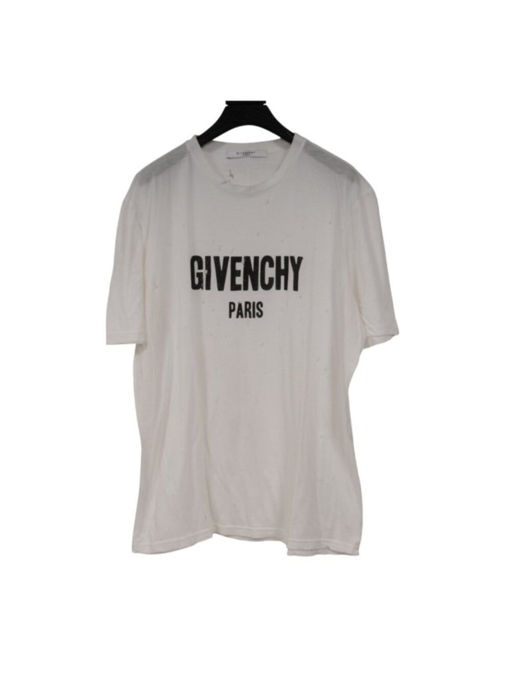 Givenchy Mens Distressed Logo T Shirt Size Medium White Black Short Sleeve